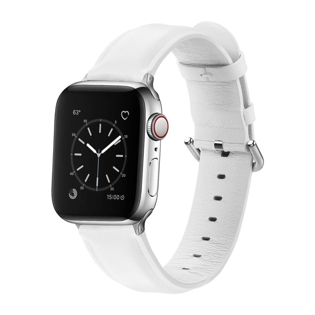 Mega smuk Apple Watch Series 5 44mm Ægte læder Rem - Hvid#serie_2