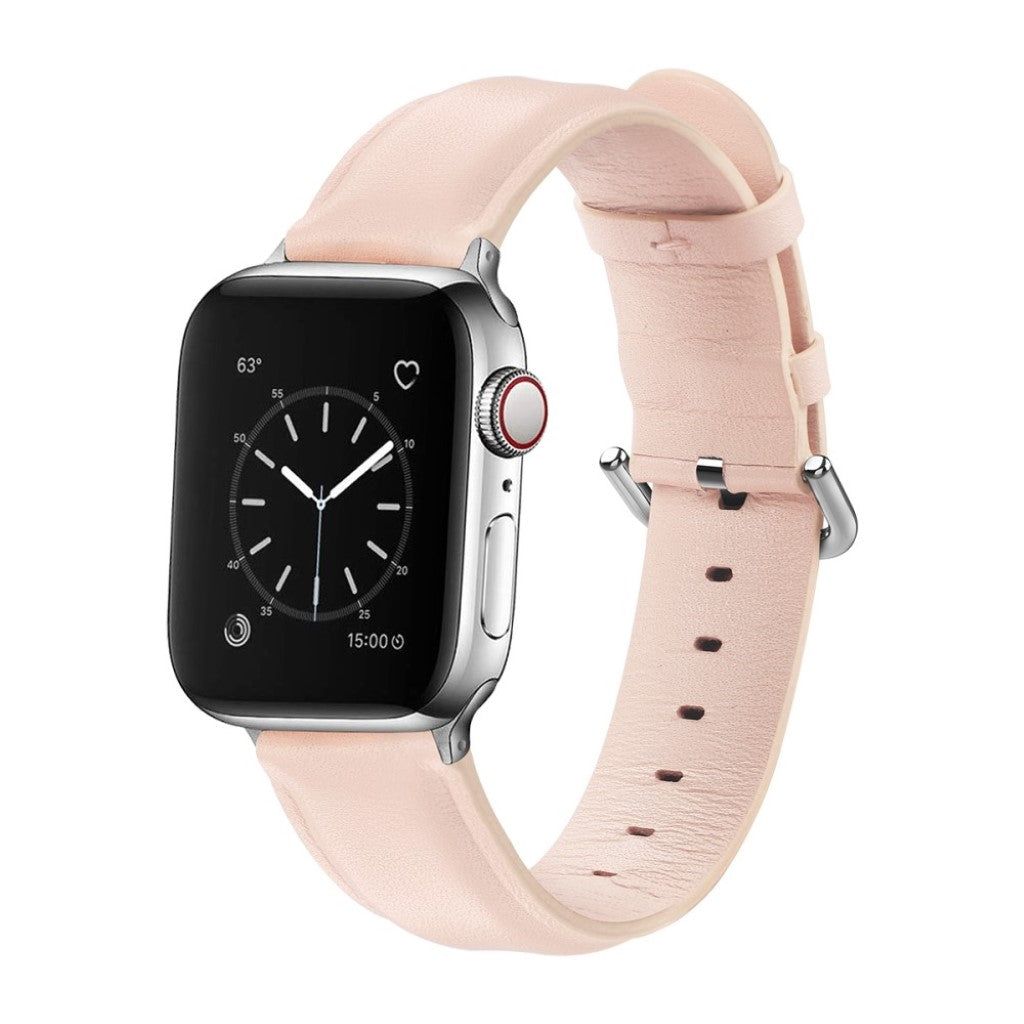 Mega smuk Apple Watch Series 5 44mm Ægte læder Rem - Pink#serie_4