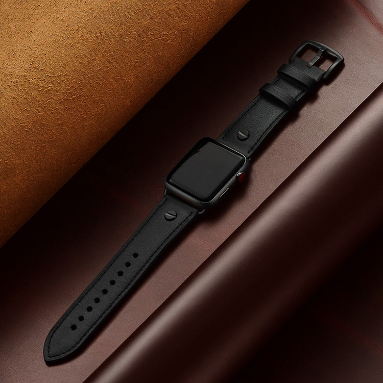 Vildt fantastisk Apple Watch Series 5 44mm Ægte læder Rem - Sort#serie_1