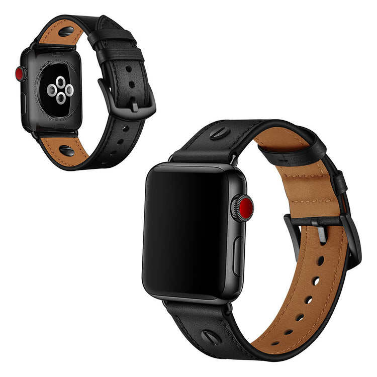 Vildt fantastisk Apple Watch Series 5 44mm Ægte læder Rem - Sort#serie_1