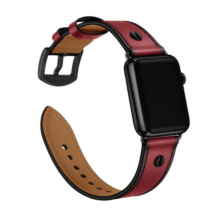 Vildt fantastisk Apple Watch Series 5 44mm Ægte læder Rem - Rød#serie_2