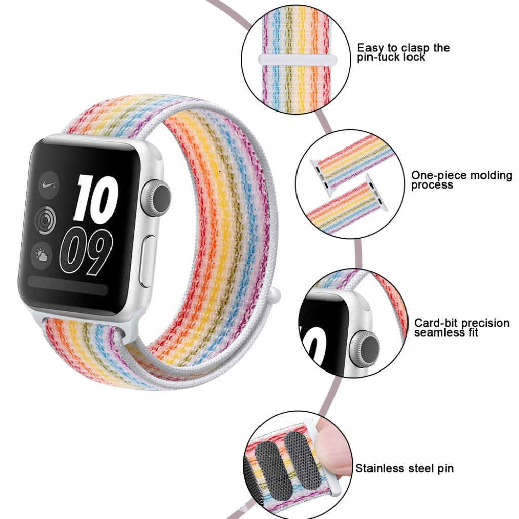 Vildt hårdfør Apple Watch Series 5 44mm Nylon Rem - Flerfarvet#serie_11