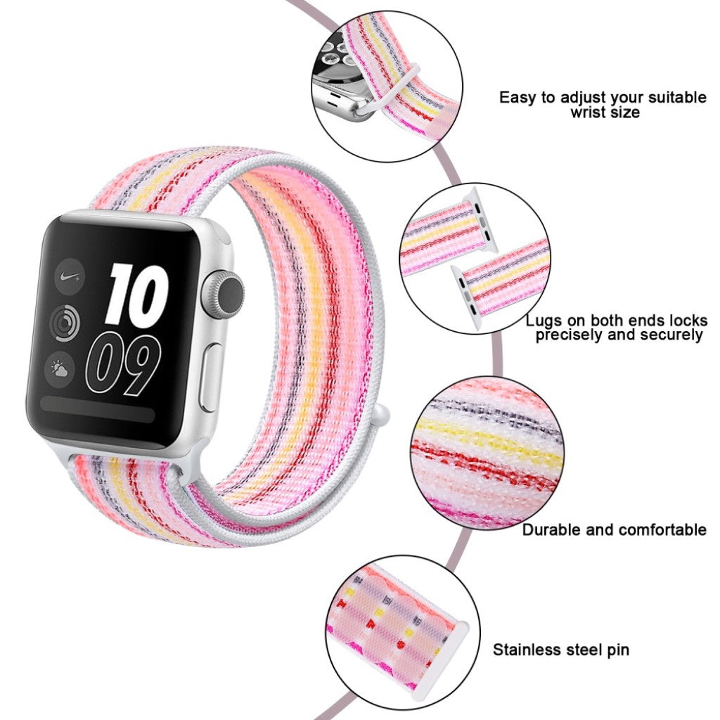 Vildt hårdfør Apple Watch Series 5 44mm Nylon Rem - Pink#serie_4