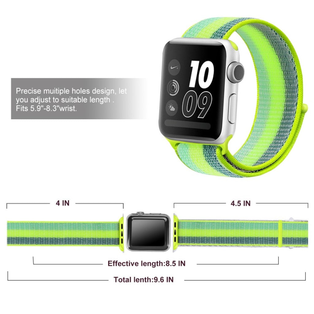 Vildt hårdfør Apple Watch Series 5 44mm Nylon Rem - Grøn#serie_7