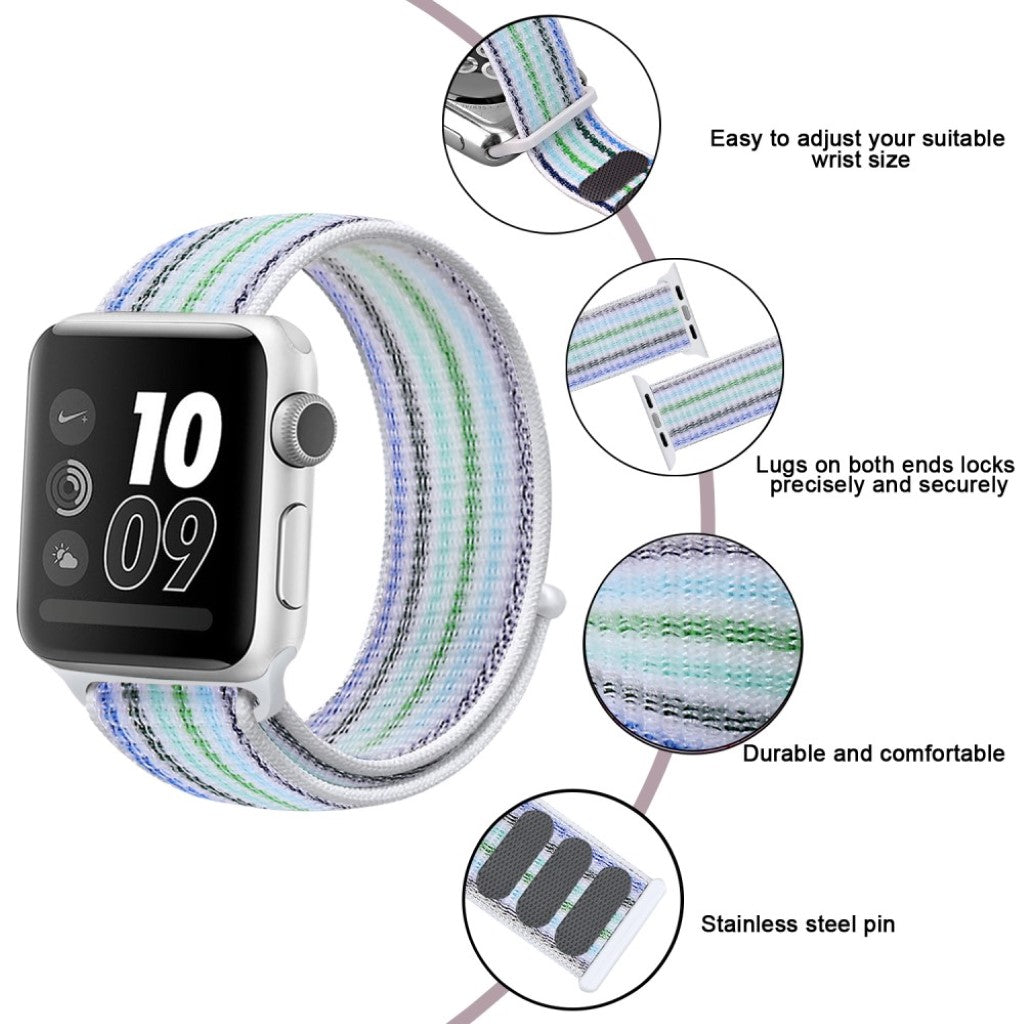 Vildt hårdfør Apple Watch Series 5 44mm Nylon Rem - Blå#serie_8