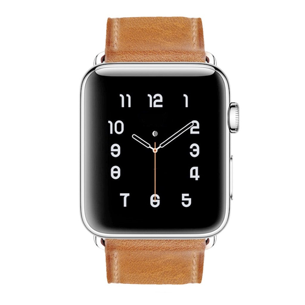 Meget hårdfør Apple Watch Series 5 44mm Ægte læder Rem - Brun#serie_2