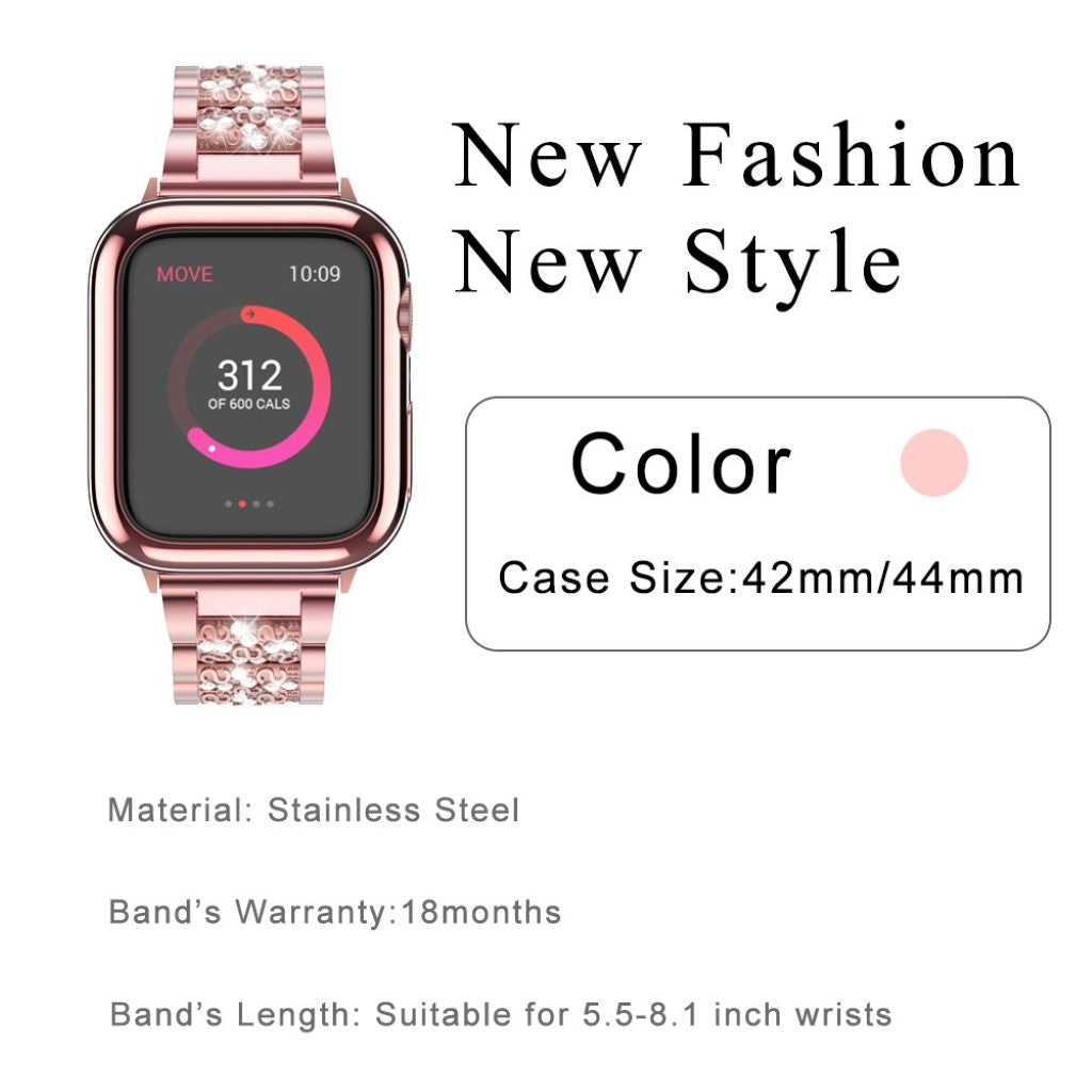  Apple Watch Series 5 44mm / Apple Watch 44mm Metal og Rhinsten Rem - Pink#serie_3