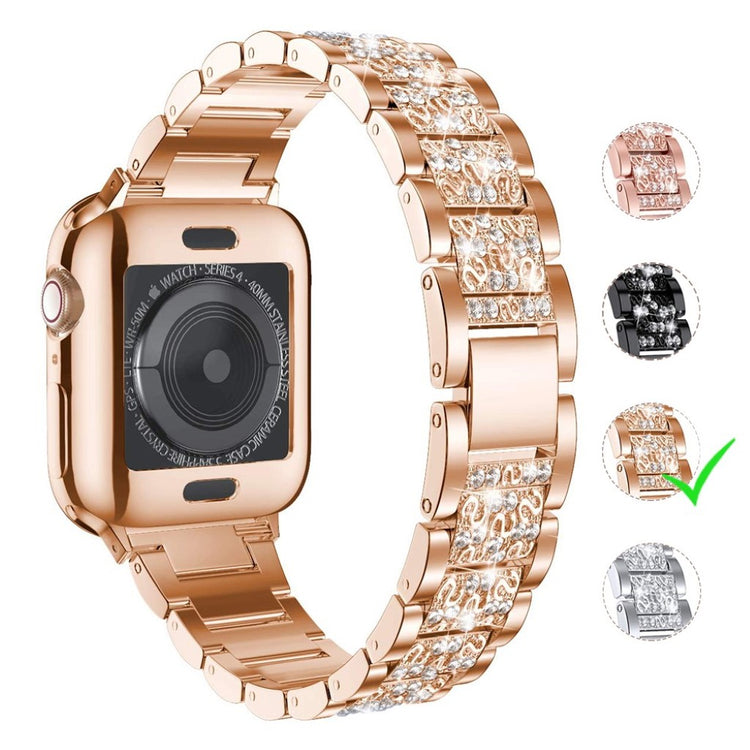  Apple Watch Series 5 44mm / Apple Watch 44mm Metal og Rhinsten Rem - Guld#serie_4