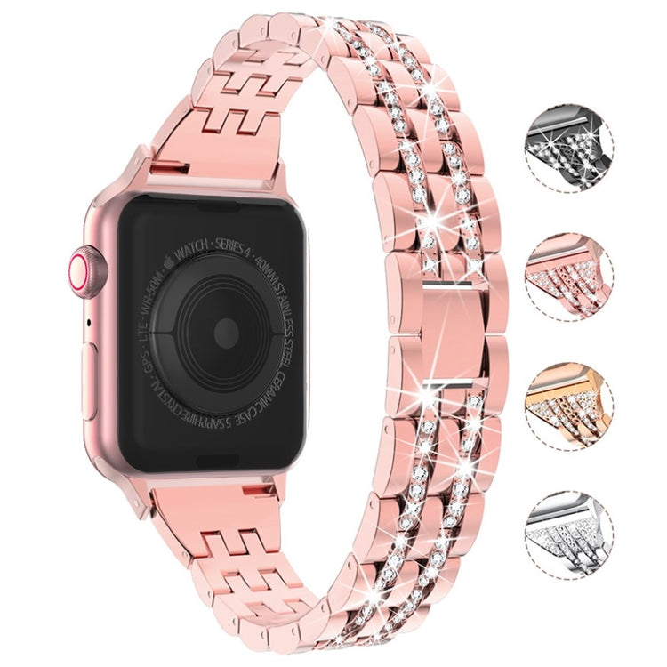  Apple Watch Series 5 44mm / Apple Watch 44mm Metal og Rhinsten Rem - Pink#serie_2