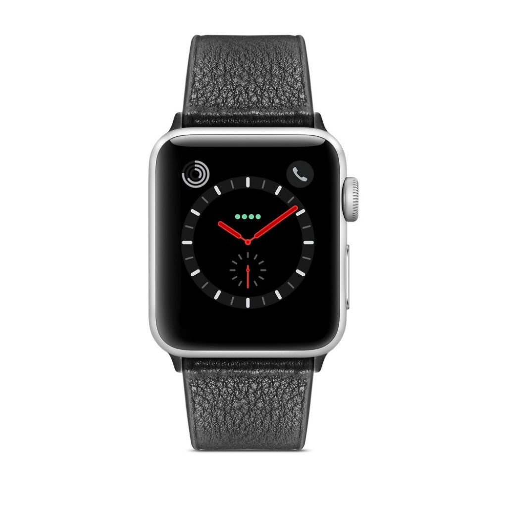Solid Apple Watch Series 5 44mm Ægte læder Rem - Sort#serie_1