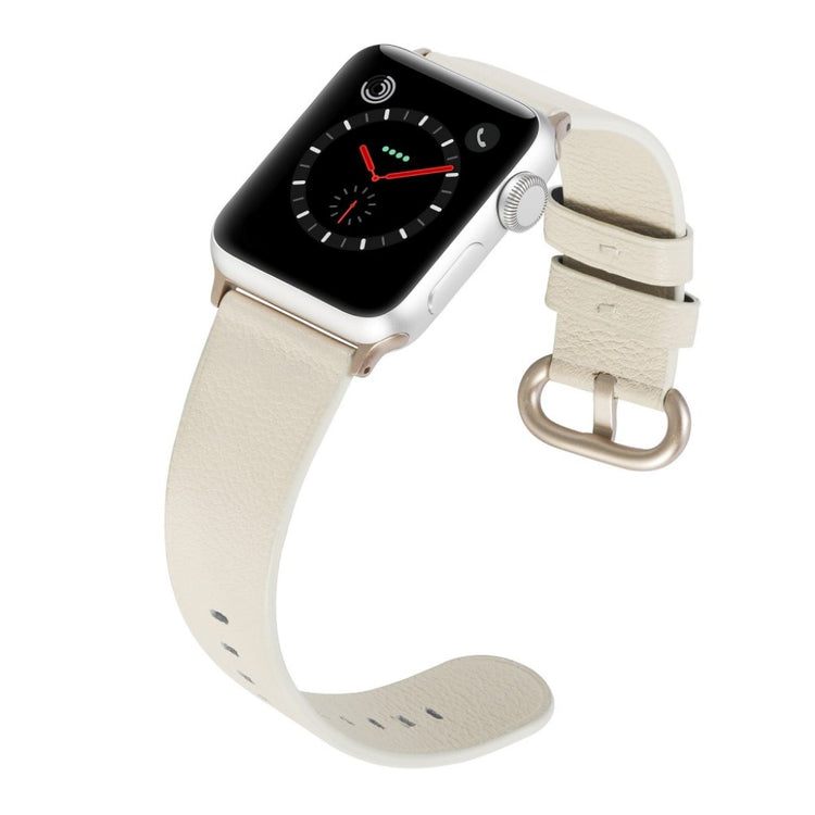 Solid Apple Watch Series 5 44mm Ægte læder Rem - Hvid#serie_2