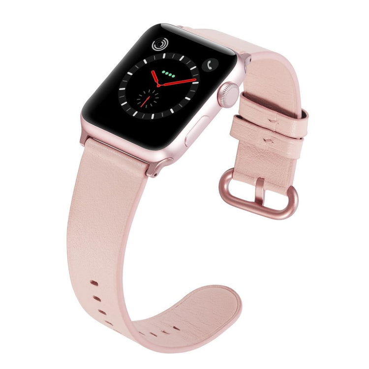 Solid Apple Watch Series 5 44mm Ægte læder Rem - Pink#serie_3