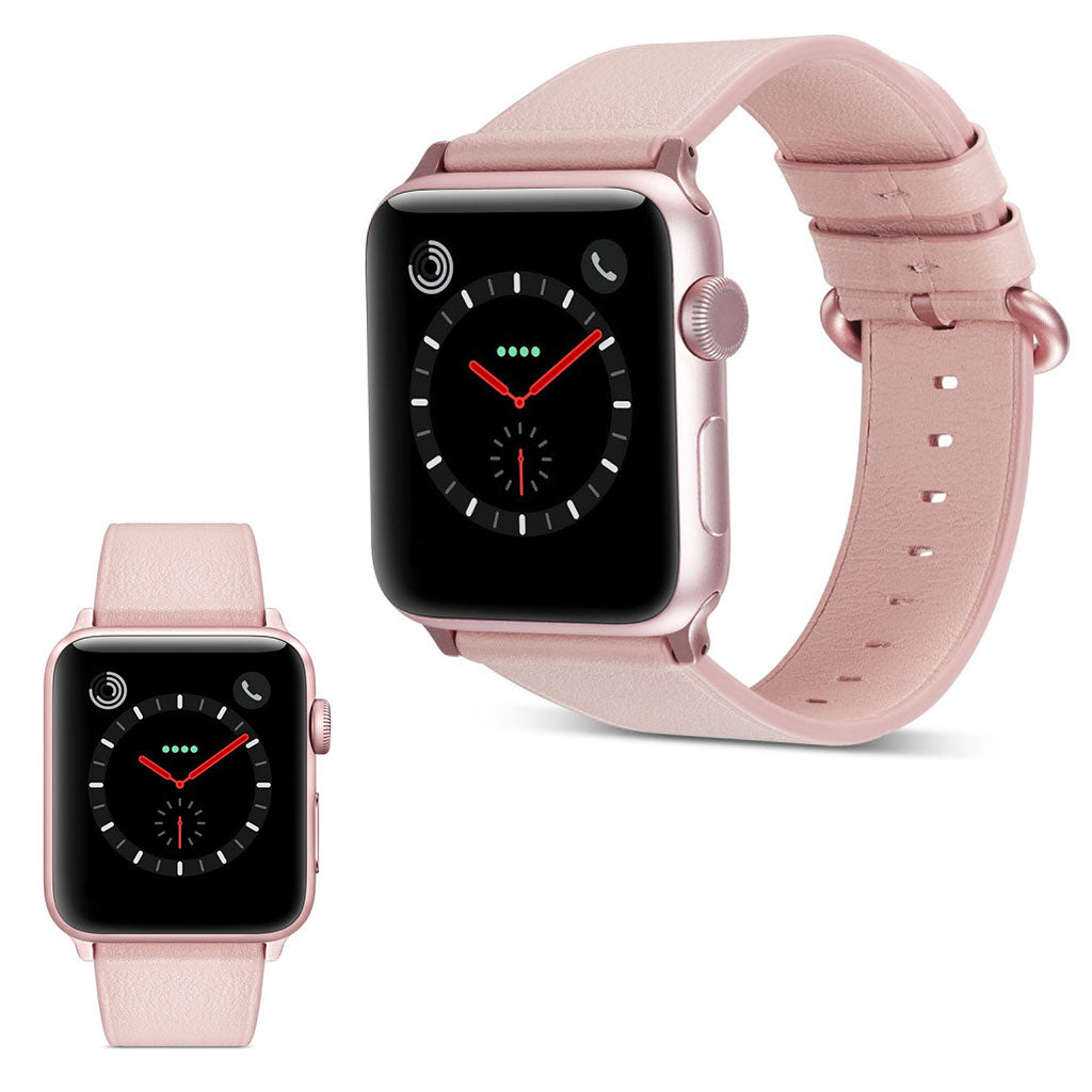 Solid Apple Watch Series 5 44mm Ægte læder Rem - Pink#serie_3