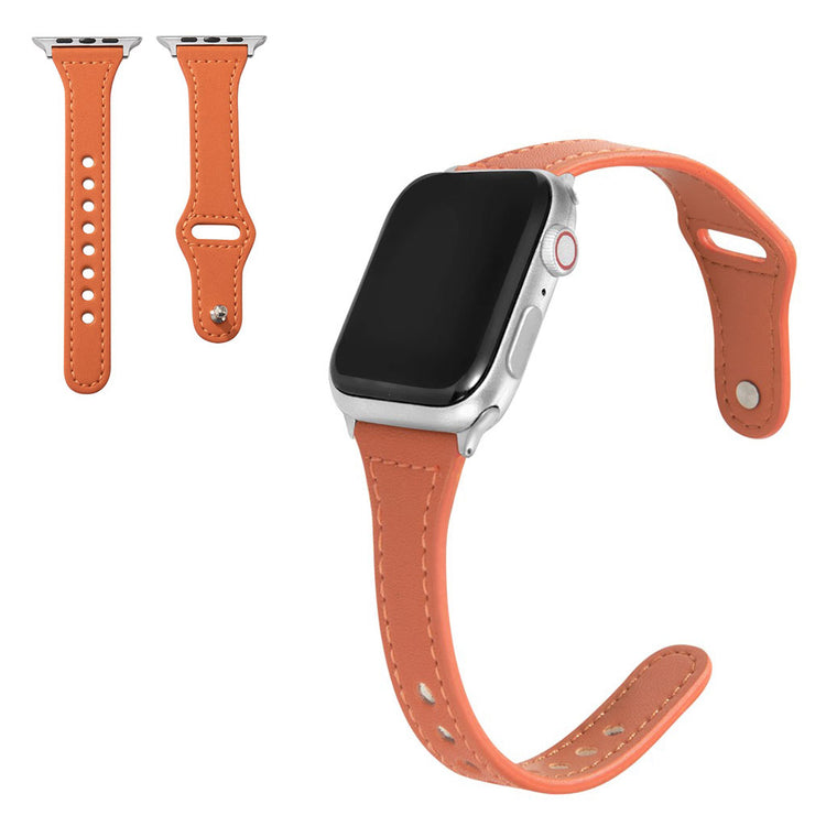  Apple Watch Series 6 44mm / Apple Watch Series 5 44mm Ægte læder Rem - Orange#serie_11