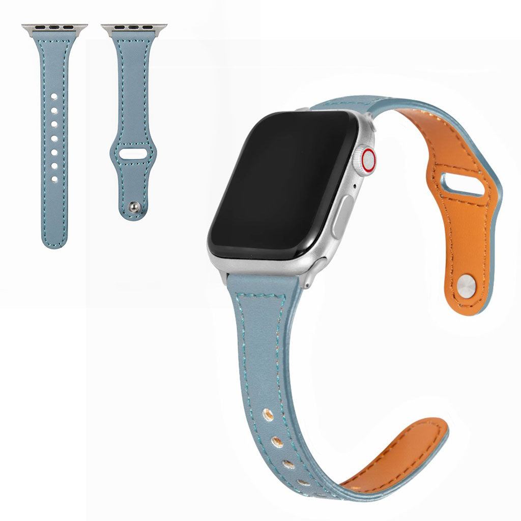  Apple Watch Series 6 44mm / Apple Watch Series 5 44mm Ægte læder Rem - Blå#serie_2
