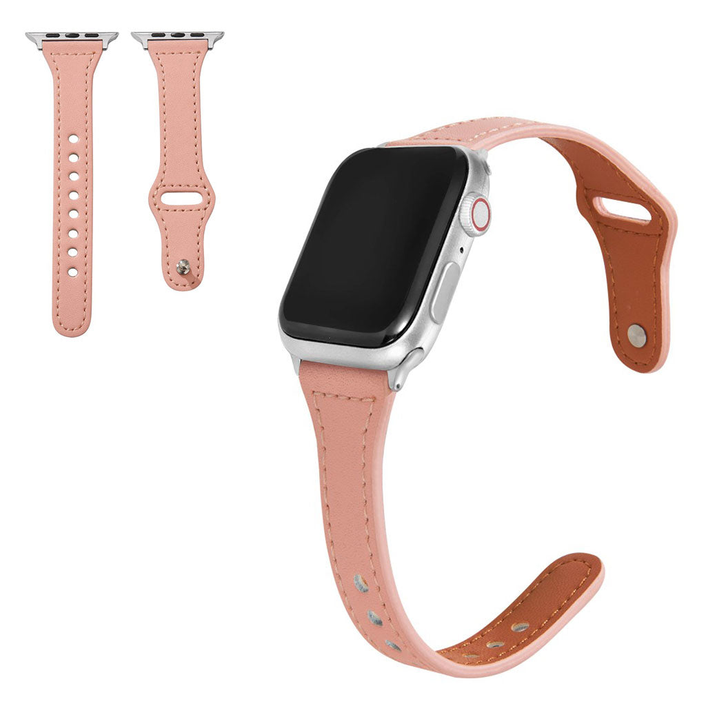  Apple Watch Series 6 44mm / Apple Watch Series 5 44mm Ægte læder Rem - Pink#serie_7