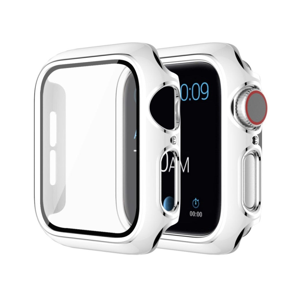 Rigtigt Flot Apple Watch Series 6 44mm / Apple Watch Series 5 44mm Cover med Skærmbeskytter i Silikone og Hærdet Glas - Hvid#serie_2