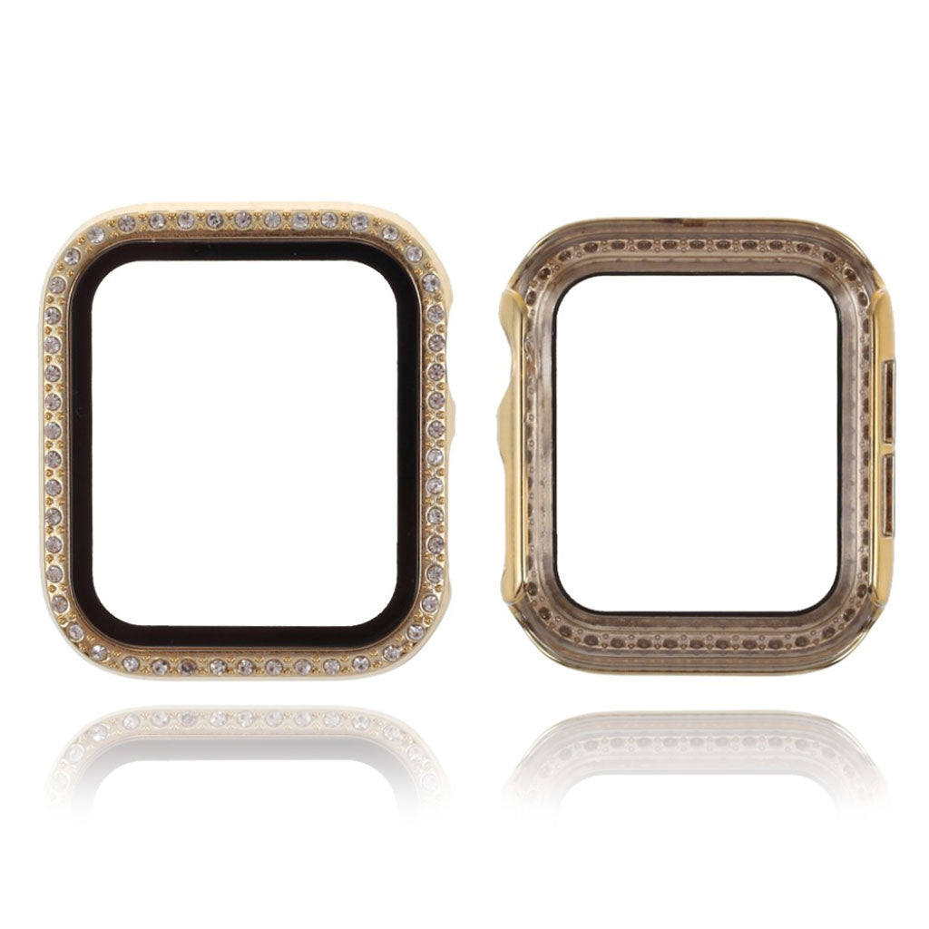 Vildt Flot Universal Apple Cover med Skærmbeskytter i Rhinsten, Silikone og Hærdet Glas - Guld#serie_8