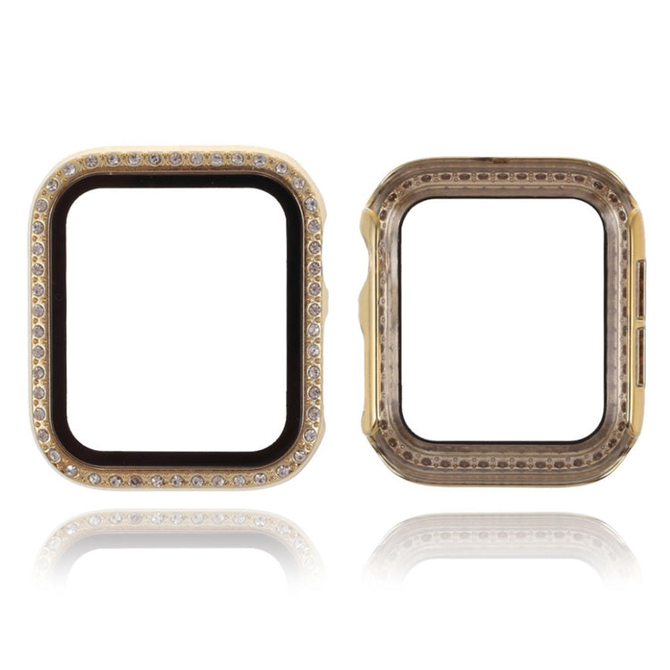 Vildt Flot Universal Apple Cover med Skærmbeskytter i Rhinsten, Silikone og Hærdet Glas - Guld#serie_8