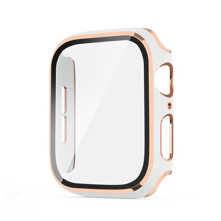 Rigtigt Fed Apple Watch Series 6 40mm / Apple Watch Series 5 40mm Cover med Skærmbeskytter i Silikone og Hærdet Glas - Hvid#serie_1