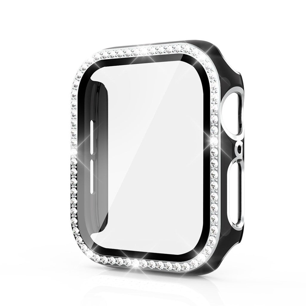 Super Fed Apple Watch 40mm Cover med Skærmbeskytter i Plastik, Rhinsten og Hærdet Glas - Sort#serie_6