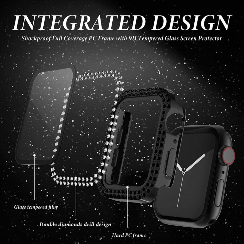Fint Universal Apple Cover med Skærmbeskytter i Plastik, Rhinsten og Hærdet Glas - Gennemsigtig#serie_1