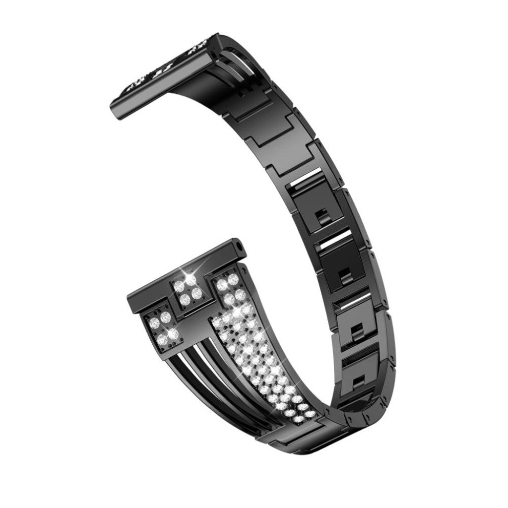  Samsung Gear S3 / Samsung Galaxy Watch (42mm) Metal og Rhinsten Rem - Sort#serie_1