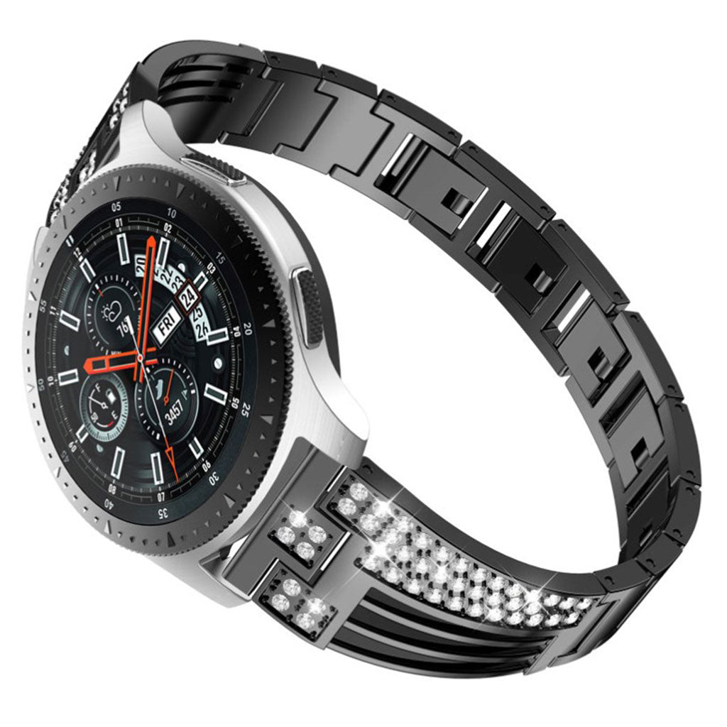  Samsung Gear S3 / Samsung Galaxy Watch (42mm) Metal og Rhinsten Rem - Sort#serie_1