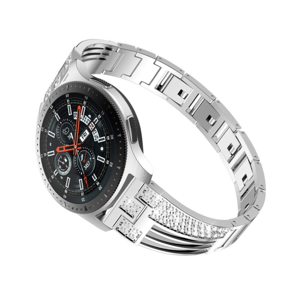  Samsung Gear S3 / Samsung Galaxy Watch (42mm) Metal og Rhinsten Rem - Sølv#serie_2
