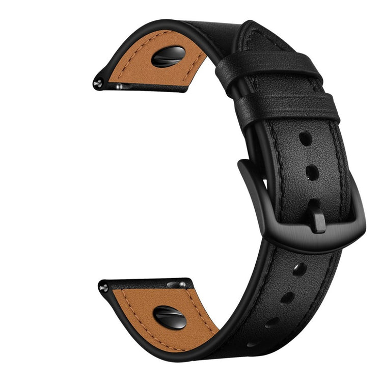  Samsung Gear S3 / Samsung Galaxy Watch (46mm) Ægte læder Rem - Sort#serie_1