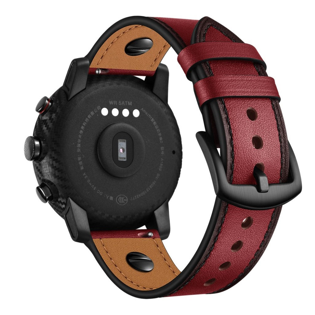  Samsung Gear S3 / Samsung Galaxy Watch (46mm) Ægte læder Rem - Rød#serie_2