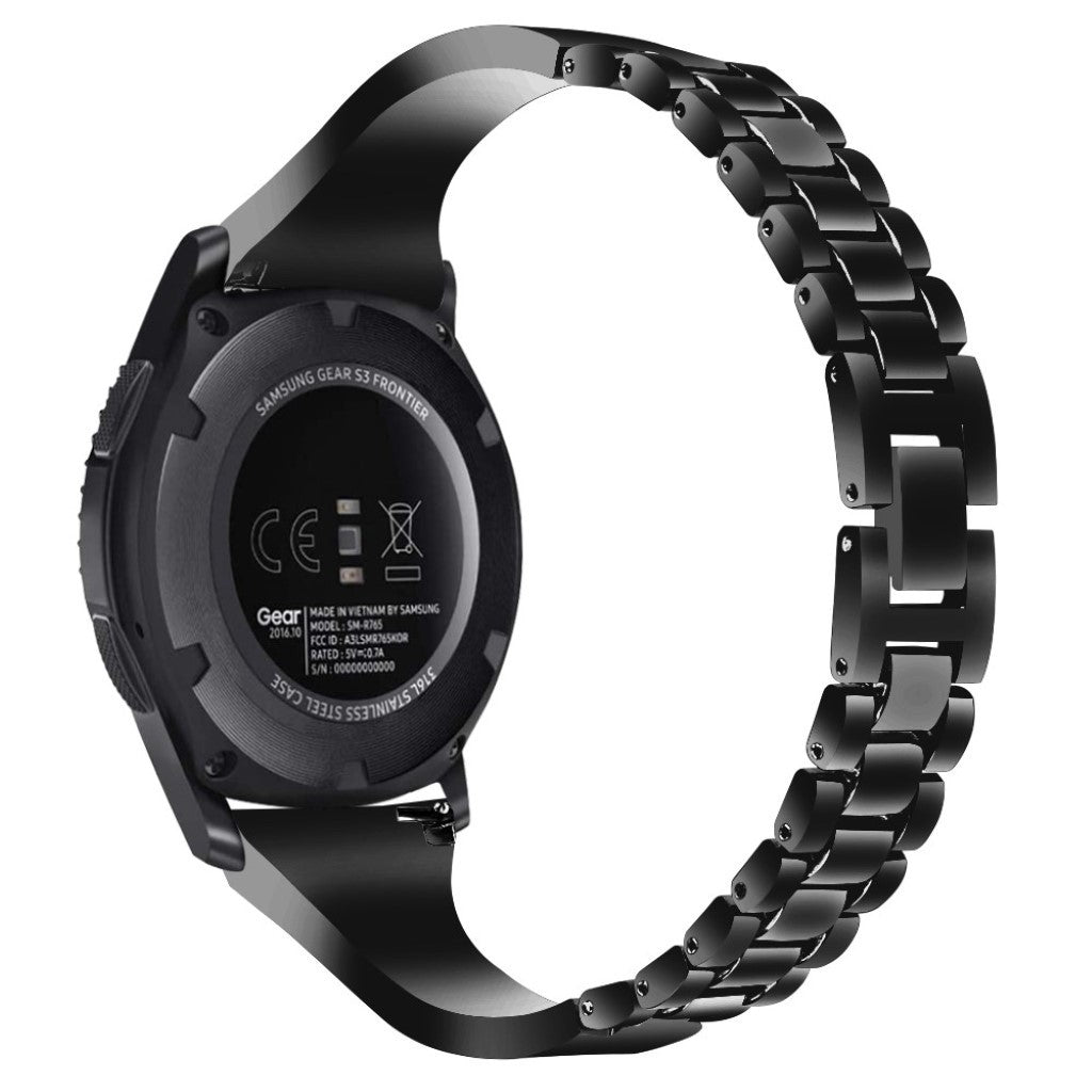  Samsung Gear S3 Frontier / Samsung Galaxy Watch (46mm) Metal og Rhinsten Rem - Sort#serie_1