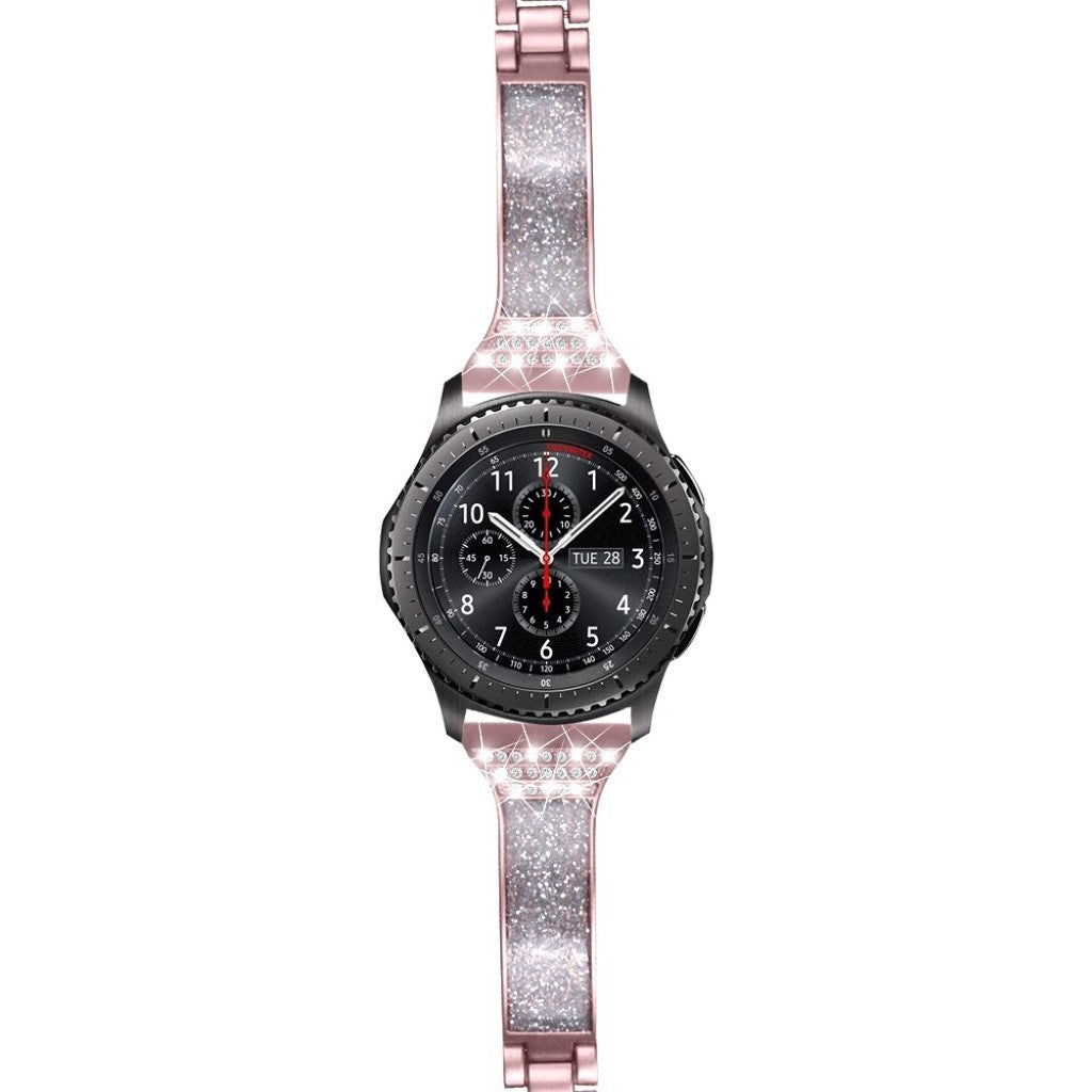  Samsung Gear S3 Frontier / Samsung Galaxy Watch (46mm) Metal og Rhinsten Rem - Pink#serie_2
