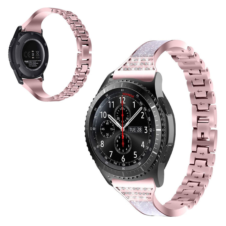  Samsung Gear S3 Frontier / Samsung Galaxy Watch (46mm) Metal og Rhinsten Rem - Pink#serie_2