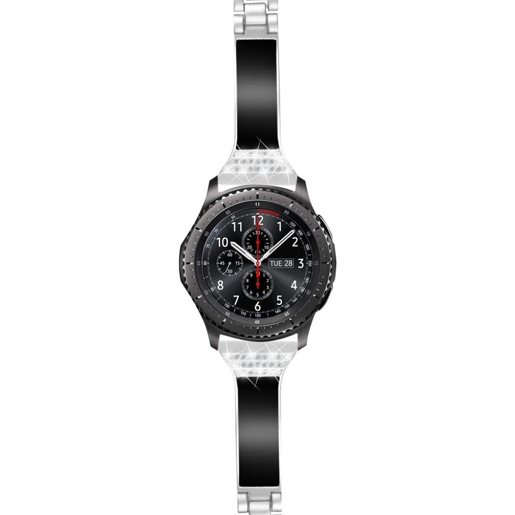  Samsung Gear S3 Frontier / Samsung Galaxy Watch (46mm) Metal og Rhinsten Rem - Sølv#serie_3