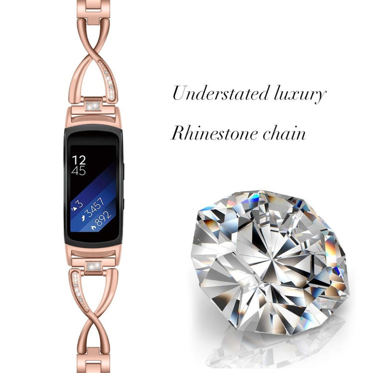 Vildt smuk Samsung Gear Fit2 Metal og Rhinsten Rem - Pink#serie_2