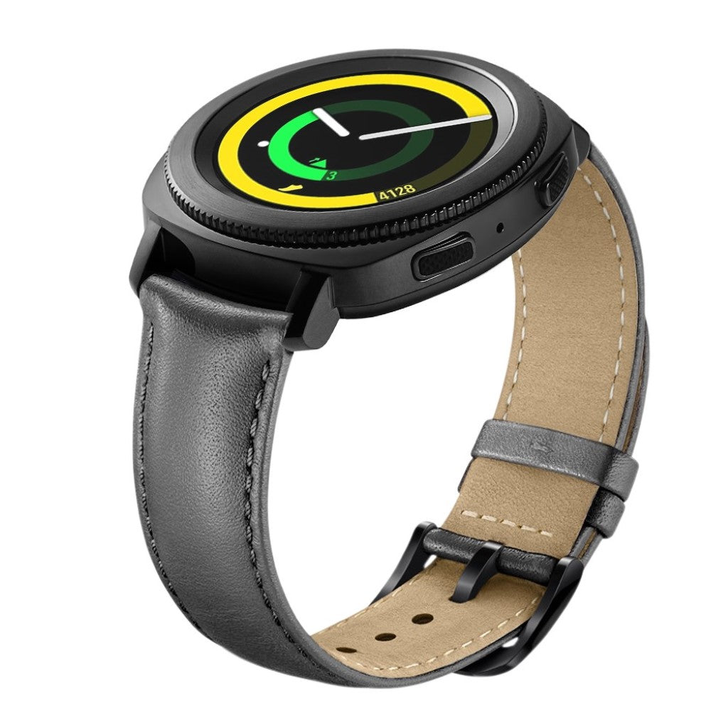 Helt vildt hårdfør Samsung Gear Sport Ægte læder Rem - Sølv#serie_2