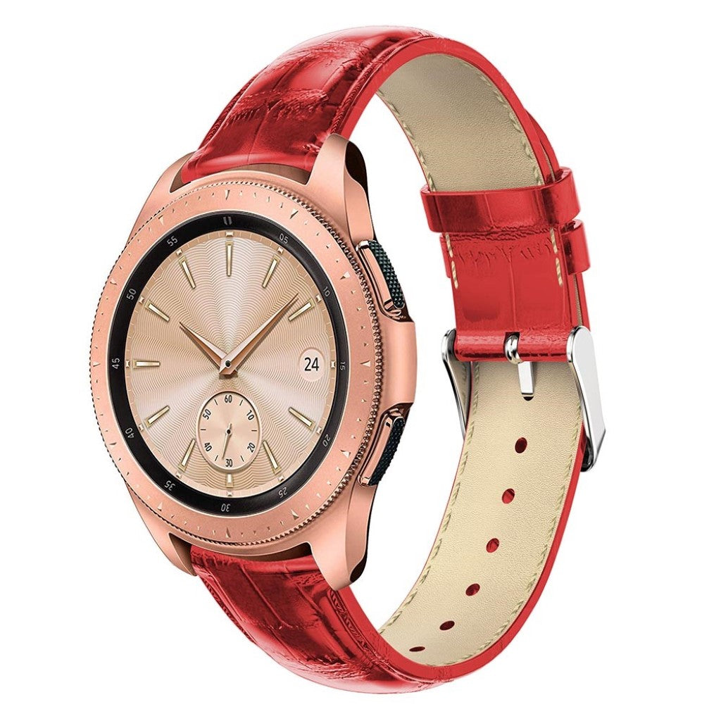Rigtigt smuk Samsung Galaxy Watch (42mm) Ægte læder Rem - Rød#serie_3
