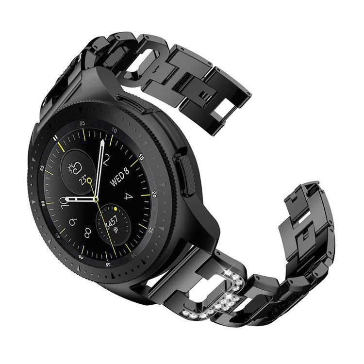 Smuk Samsung Galaxy Watch (42mm) Metal og Rhinsten Rem - Sort#serie_1