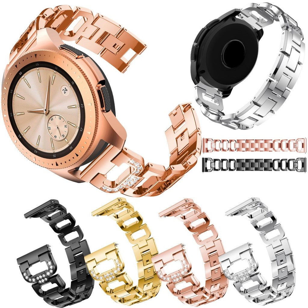 Smuk Samsung Galaxy Watch (42mm) Metal og Rhinsten Rem - Sort#serie_1
