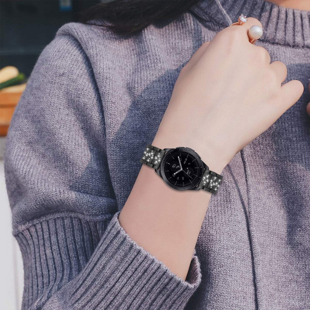 Fint Samsung Galaxy Watch (42mm) Metal og Rhinsten Rem - Sort#serie_1