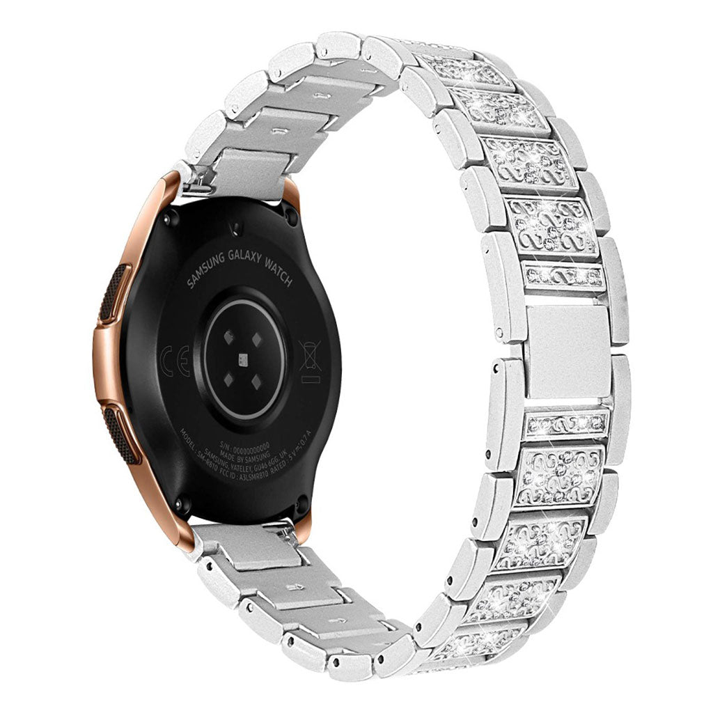 Fint Samsung Galaxy Watch (42mm) Metal og Rhinsten Rem - Sølv#serie_2