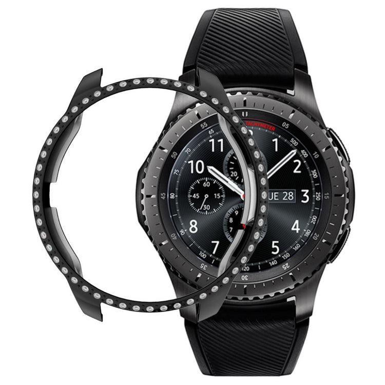 Fed Samsung Galaxy Watch (42mm) Plastik og Rhinsten Cover - Sort#serie_1