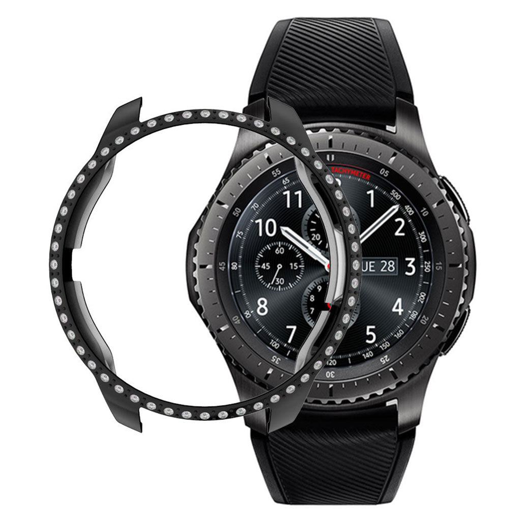 Fed Samsung Galaxy Watch (42mm) Plastik og Rhinsten Cover - Sort#serie_1