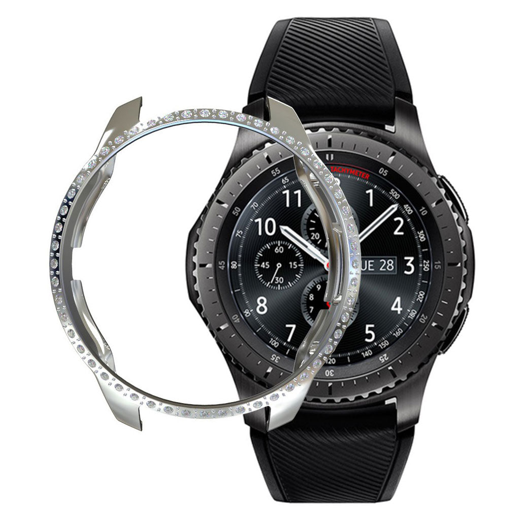Fed Samsung Galaxy Watch (42mm) Plastik og Rhinsten Cover - Sølv#serie_2