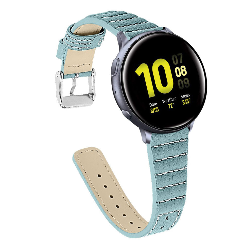 Super flot Samsung Galaxy Watch (42mm) Ægte læder Rem - Blå#serie_5