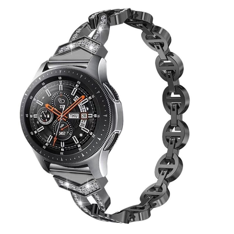 Kønt Samsung Galaxy Watch (42mm) Metal og Rhinsten Rem - Sort#serie_3