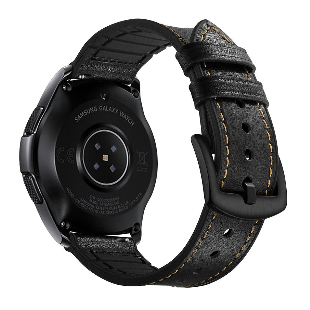 Meget pænt Samsung Galaxy Watch (42mm) Ægte læder Rem - Sort#serie_3