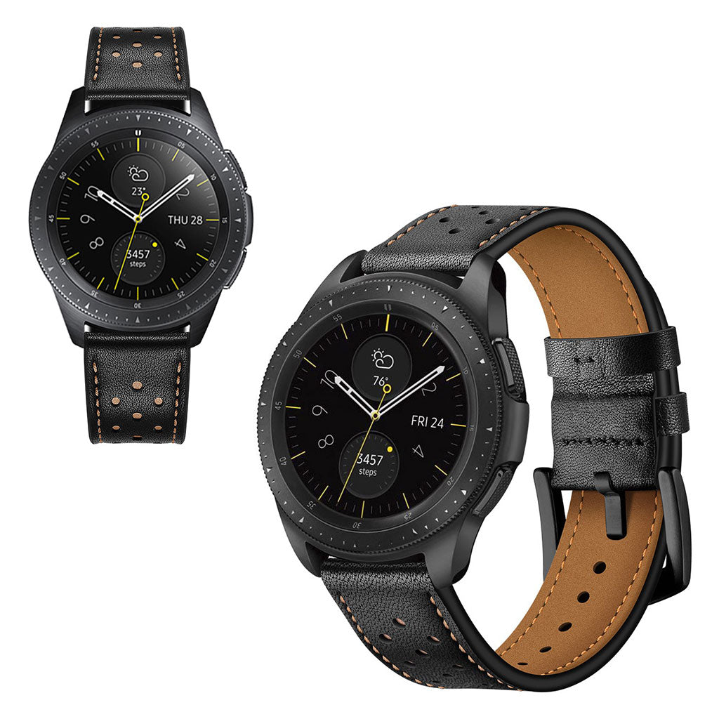 Vildt kønt Samsung Galaxy Watch (42mm) Ægte læder Rem - Sort#serie_2
