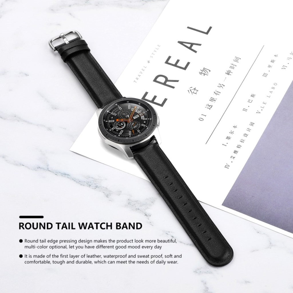 Rigtigt elegant Samsung Galaxy Watch (42mm) Ægte læder Rem - Sort#serie_1